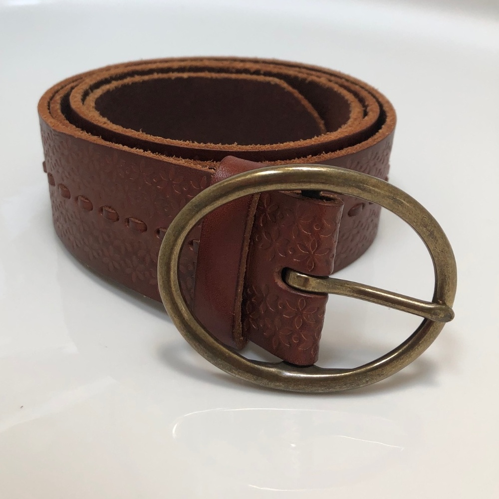 Lucky Brand Embossed Brown Leather Belt - EUC
